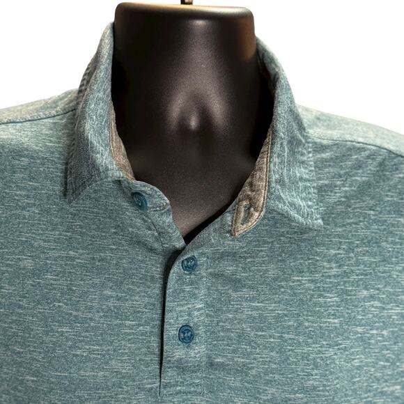 G.H. Bass & Co. Men’s Heather Teal Polo Shirt Size L Performance Stretch Casual - Picture 4 of 9